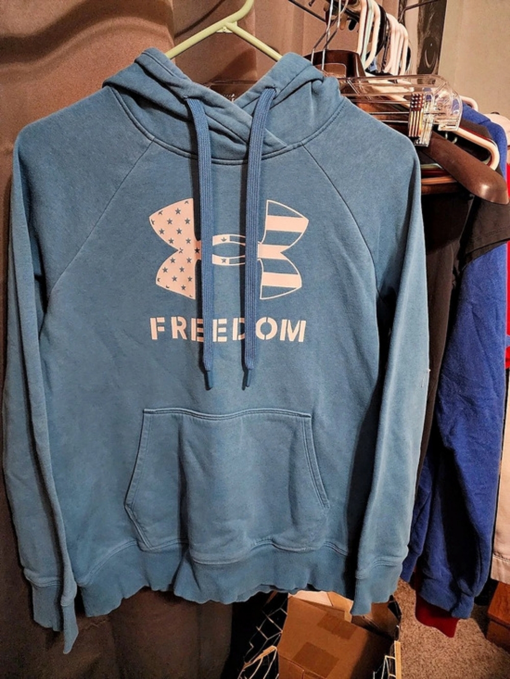 Under Armour UA Freedom Rival Fleece Logo Hoodie Blue Medium